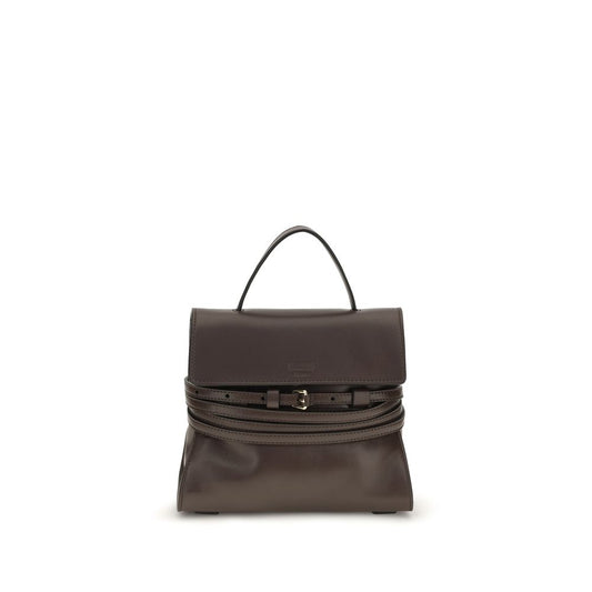 Brown goat leather shoulder bag