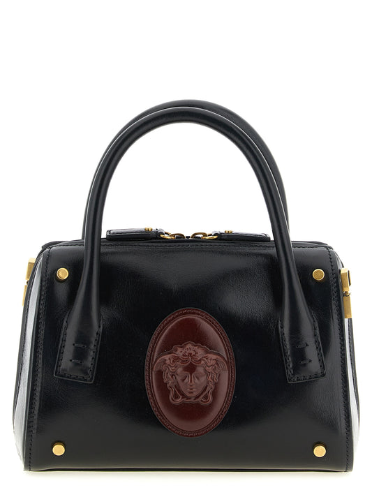 Black calf leather handbag