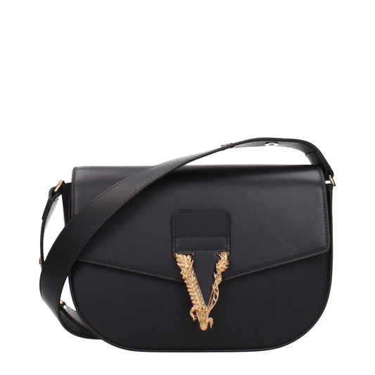Black leather shoulder bag