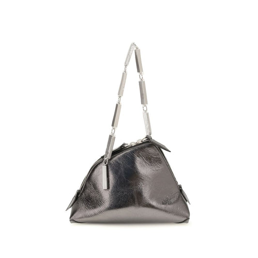 Silver calf leather handbag Bos Taurus