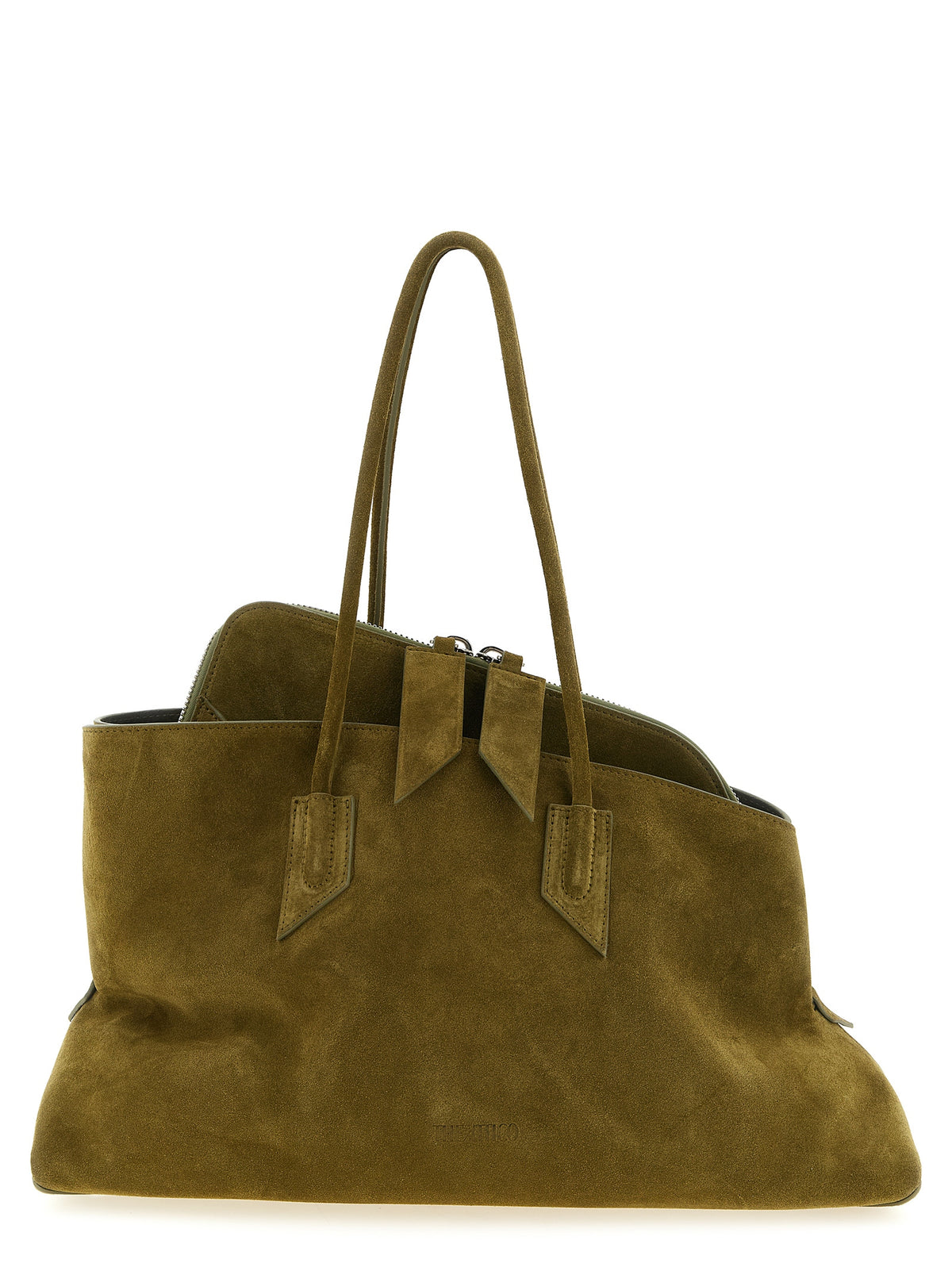 Two-tone cowhide shoulder bag