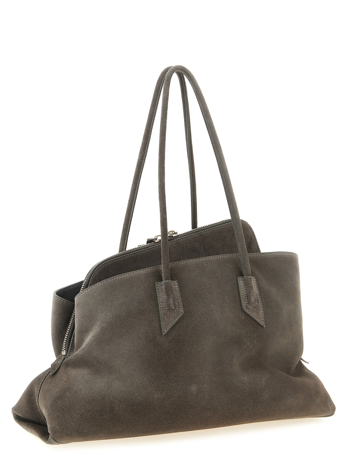 Grey cowhide leather shoulder bag