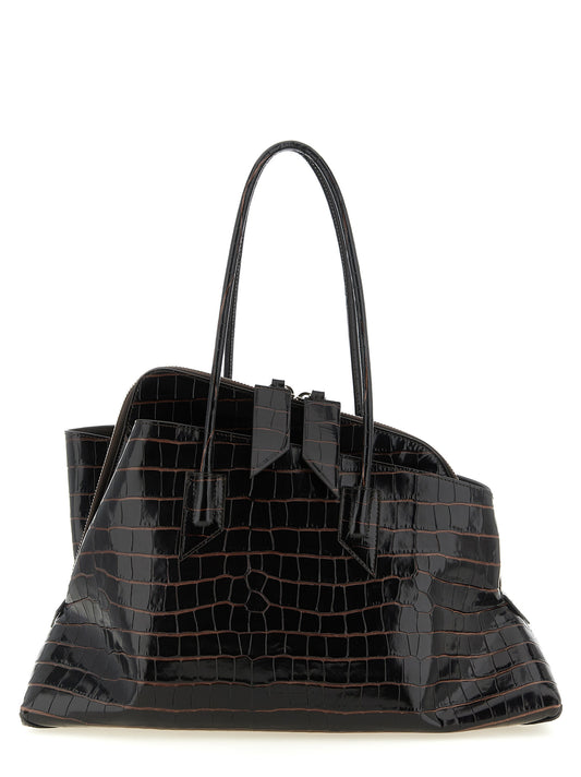 Brown calf leather shoulder bag