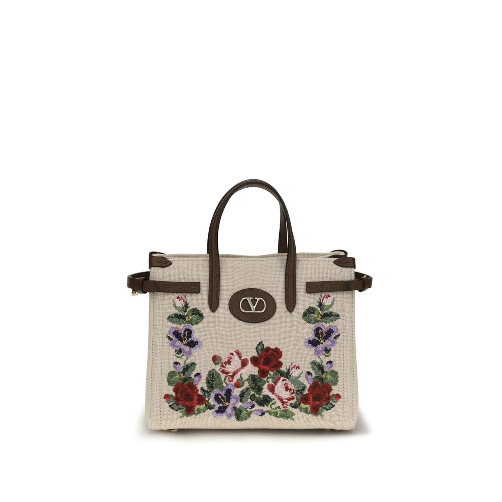 Beige Leinen Schultertasche