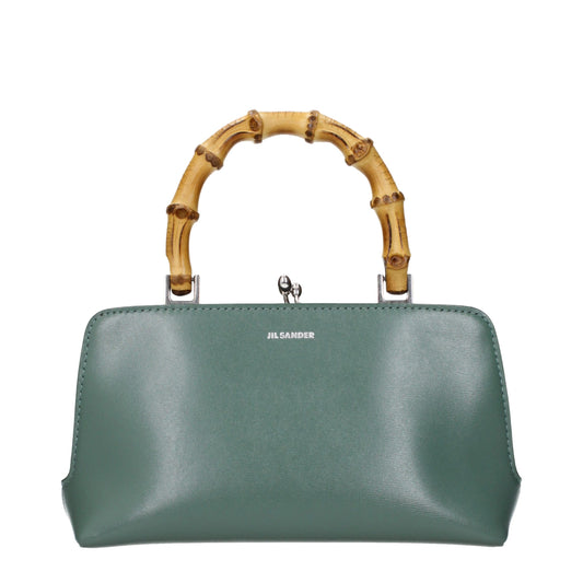 Green leather handbag