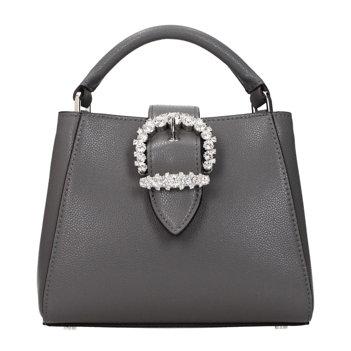 Grey leather handbag