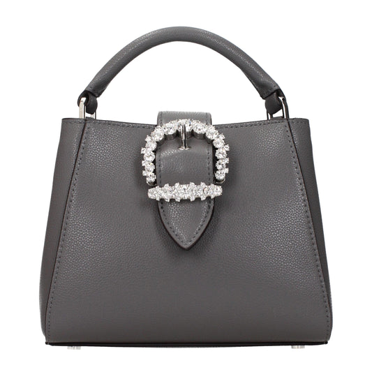 Grey leather handbag