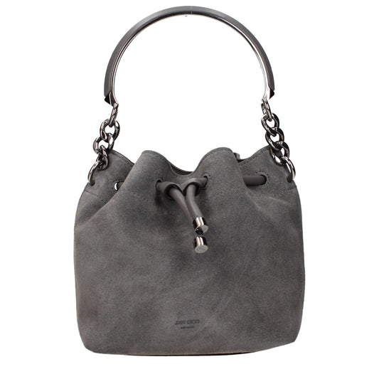 Grey leather handbag