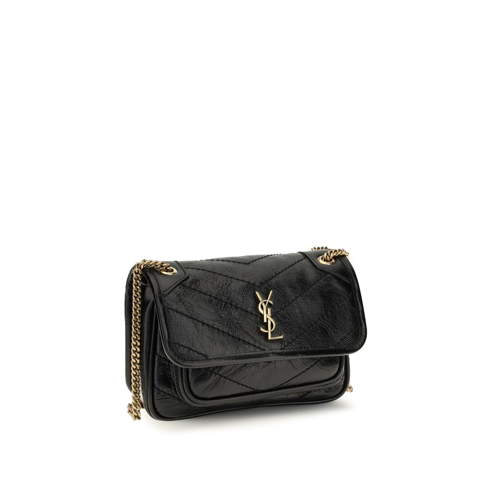 Schwarze Bos Taurus Kalbsleder Schultertasche