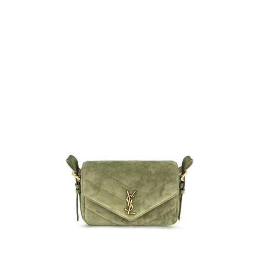 Zweifarbige Schultertasche aus Wildleder