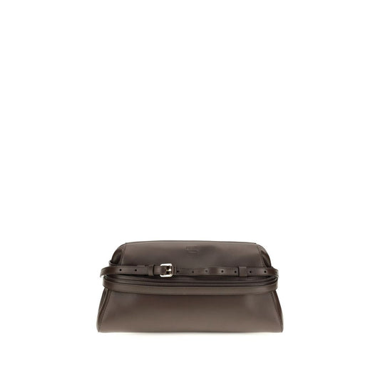 Brown goat leather shoulder bag
