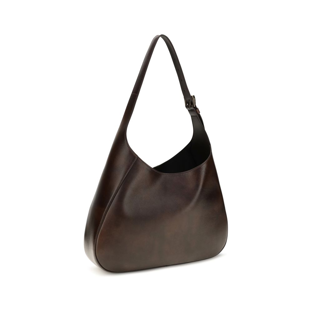Braune Kalbsleder Bos Taurus Schultertasche