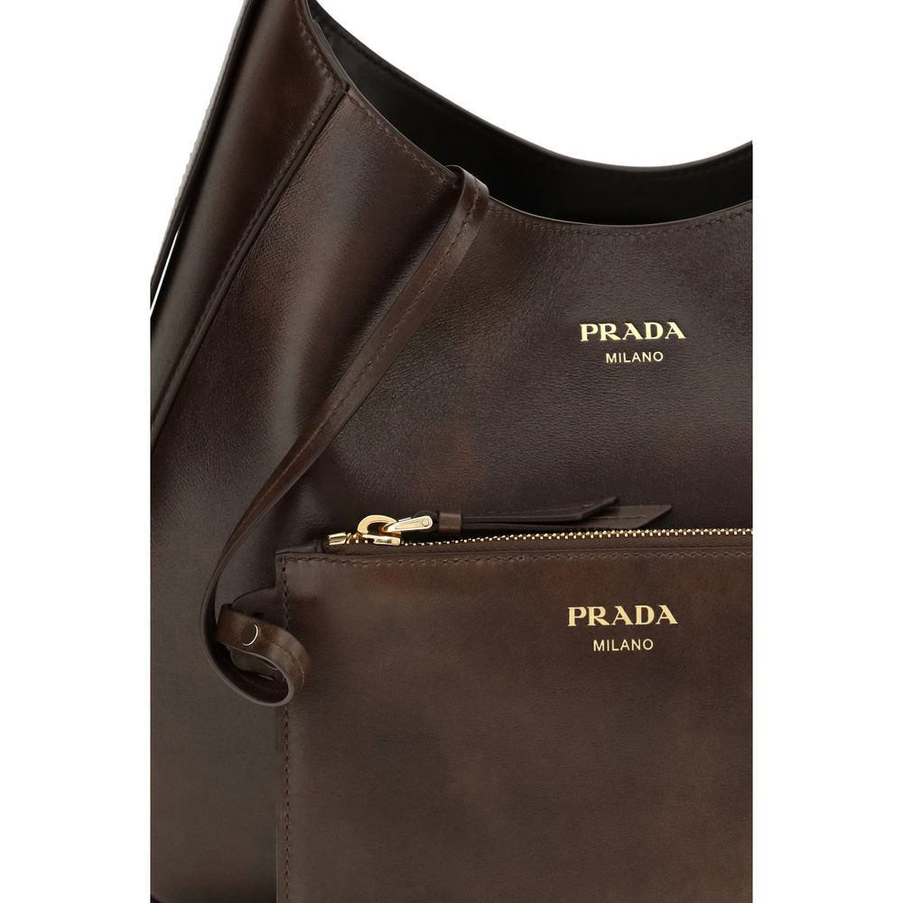 Braune Kalbsleder Bos Taurus Schultertasche