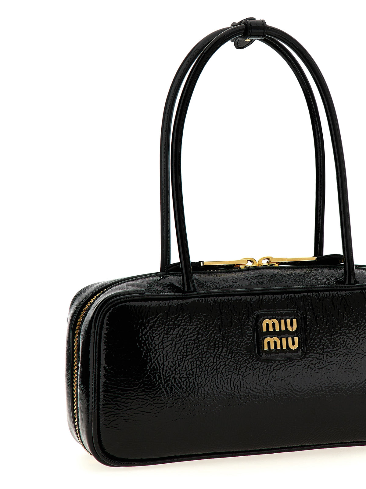 Schwarze Lammleder-Schultertasche