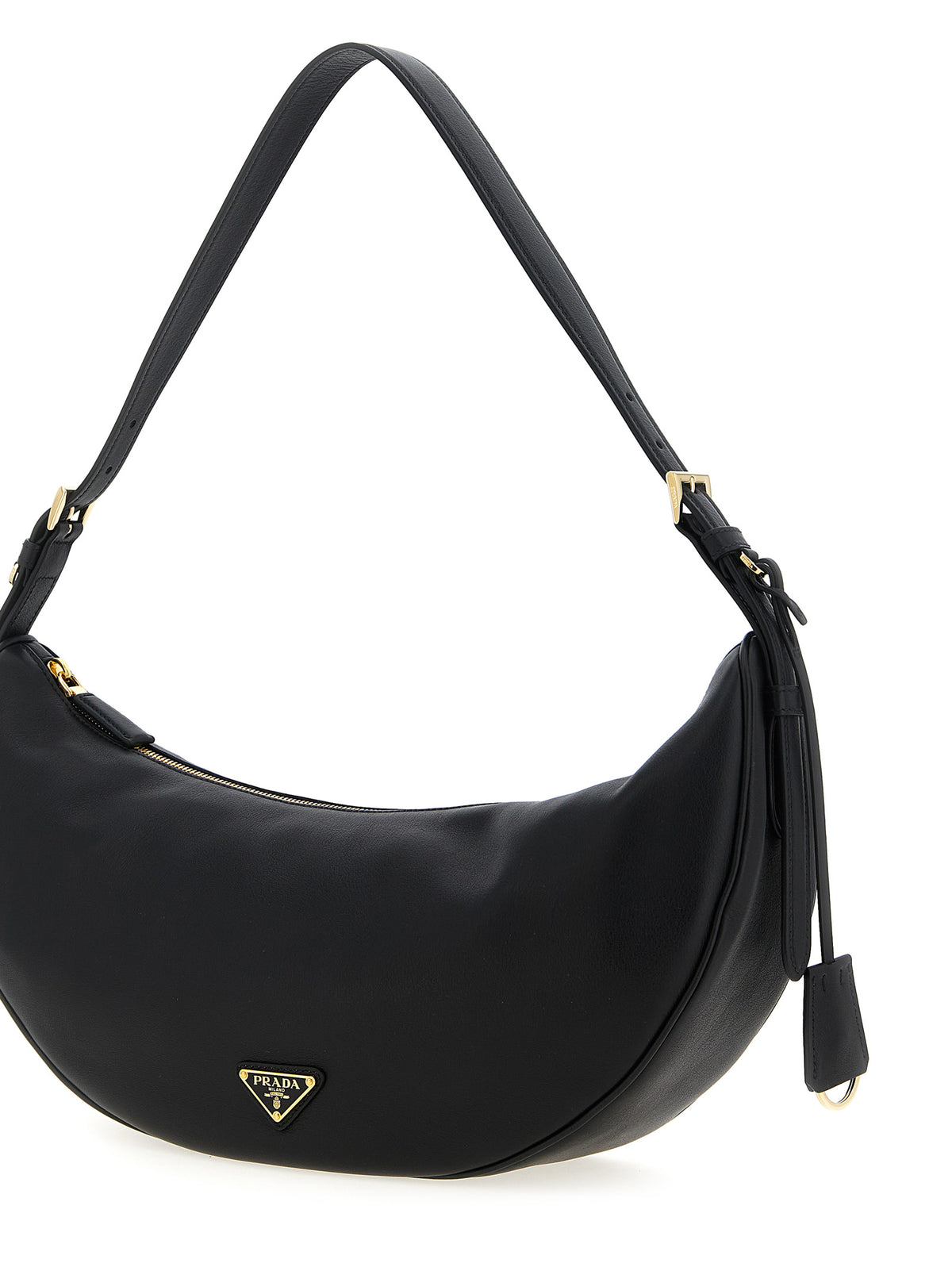 Schwarze Kalbsleder-Schultertasche