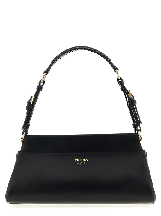 Schwarze Kalbsleder-Schultertasche