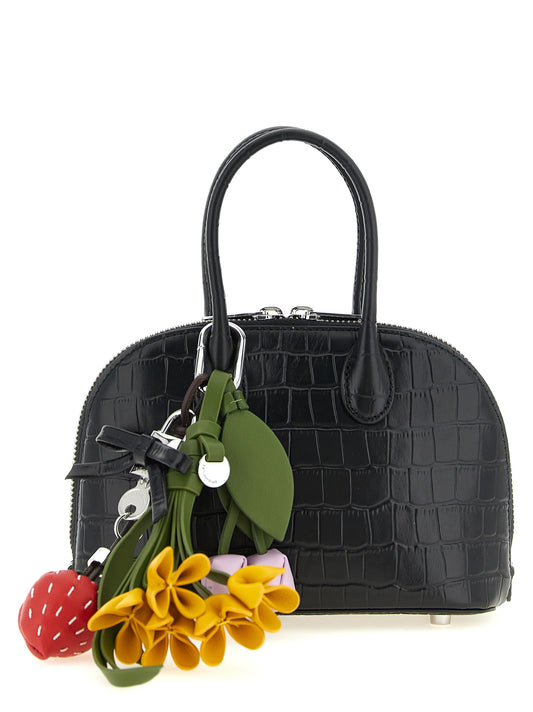 Black calf leather handbag