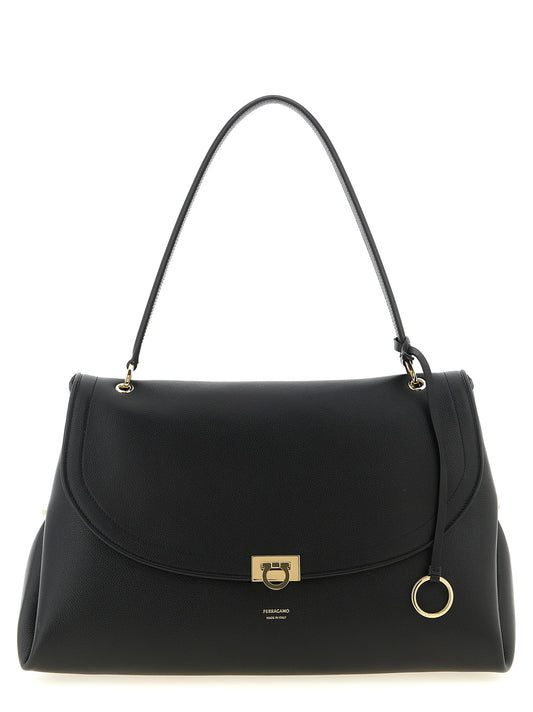 Schwarze Kalbsleder-Schultertasche