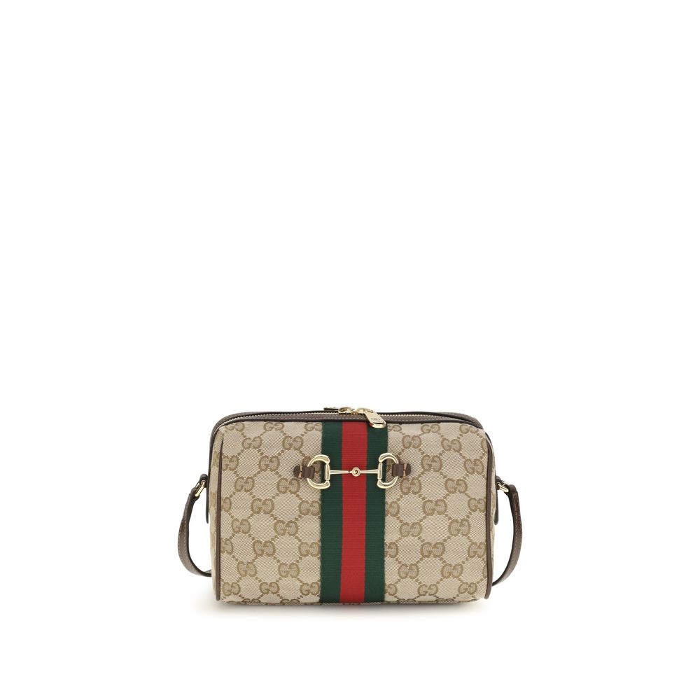Beige Stoff-Schultertasche