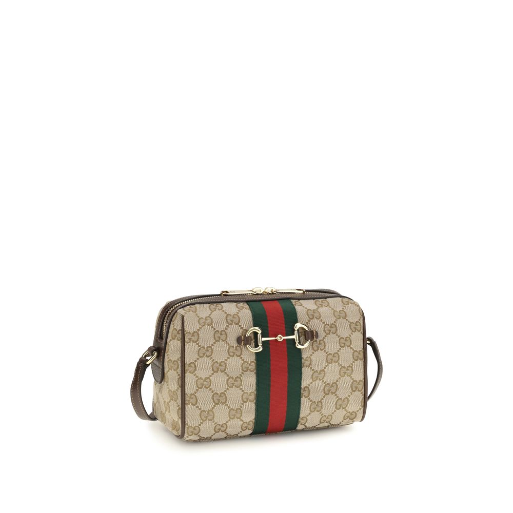 Beige Stoff-Schultertasche