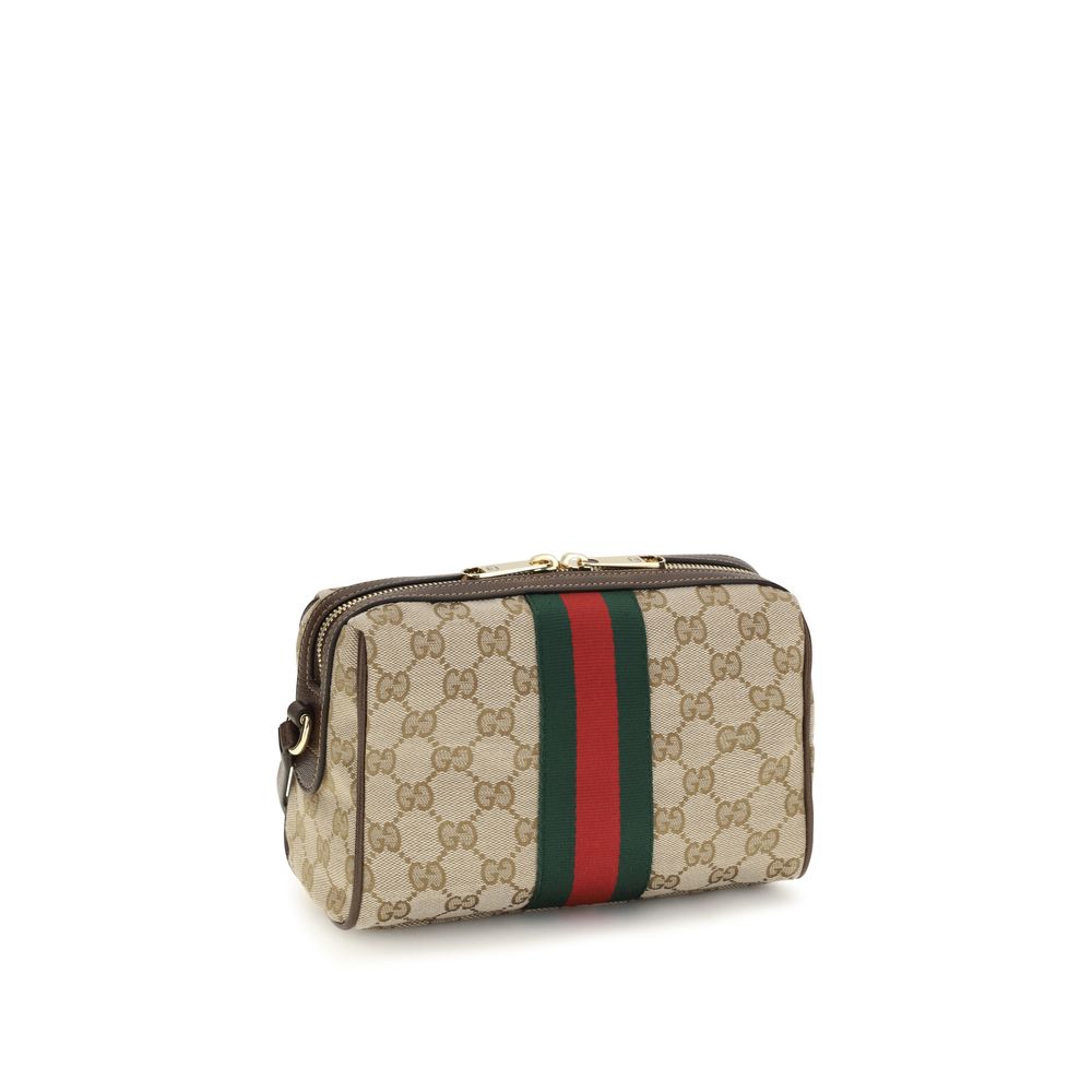 Beige Stoff-Schultertasche