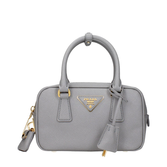 Graue Lederhandtasche