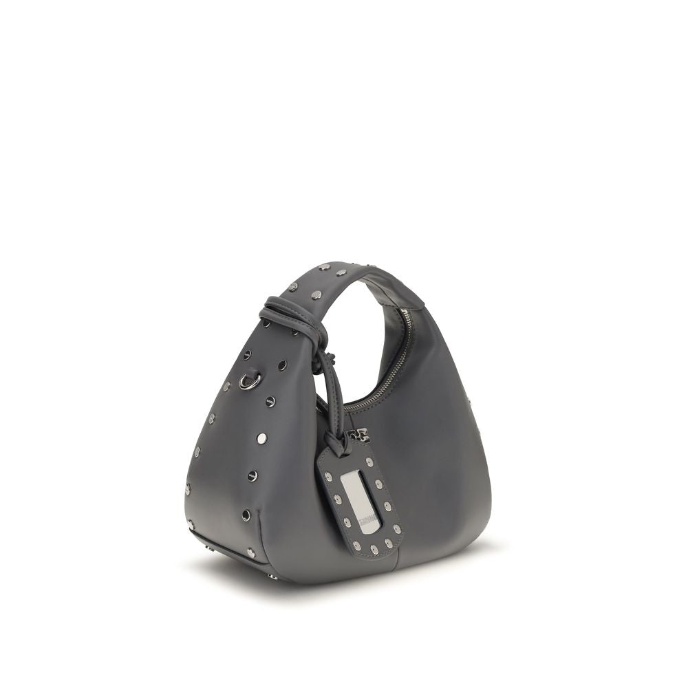 Graue Leder Schultertasche