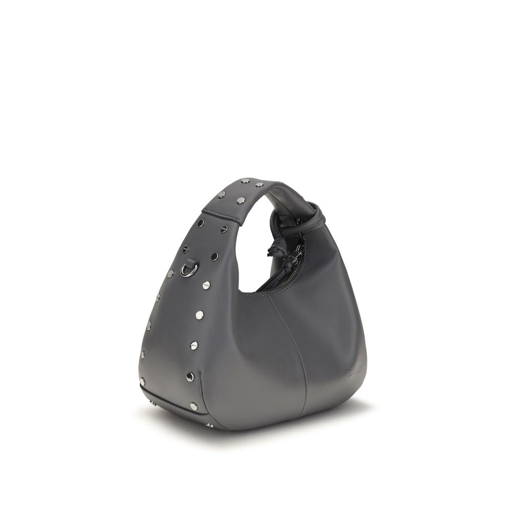 Graue Leder Schultertasche