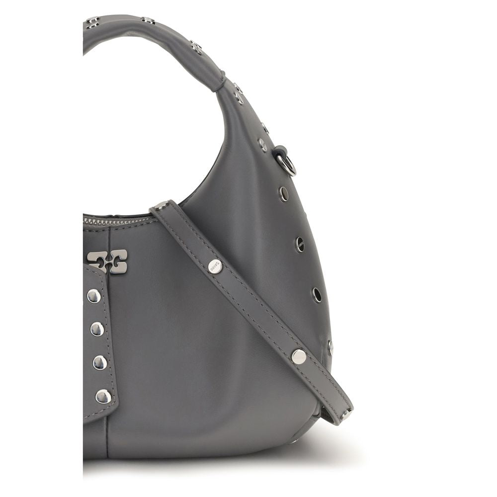 Graue Leder Schultertasche