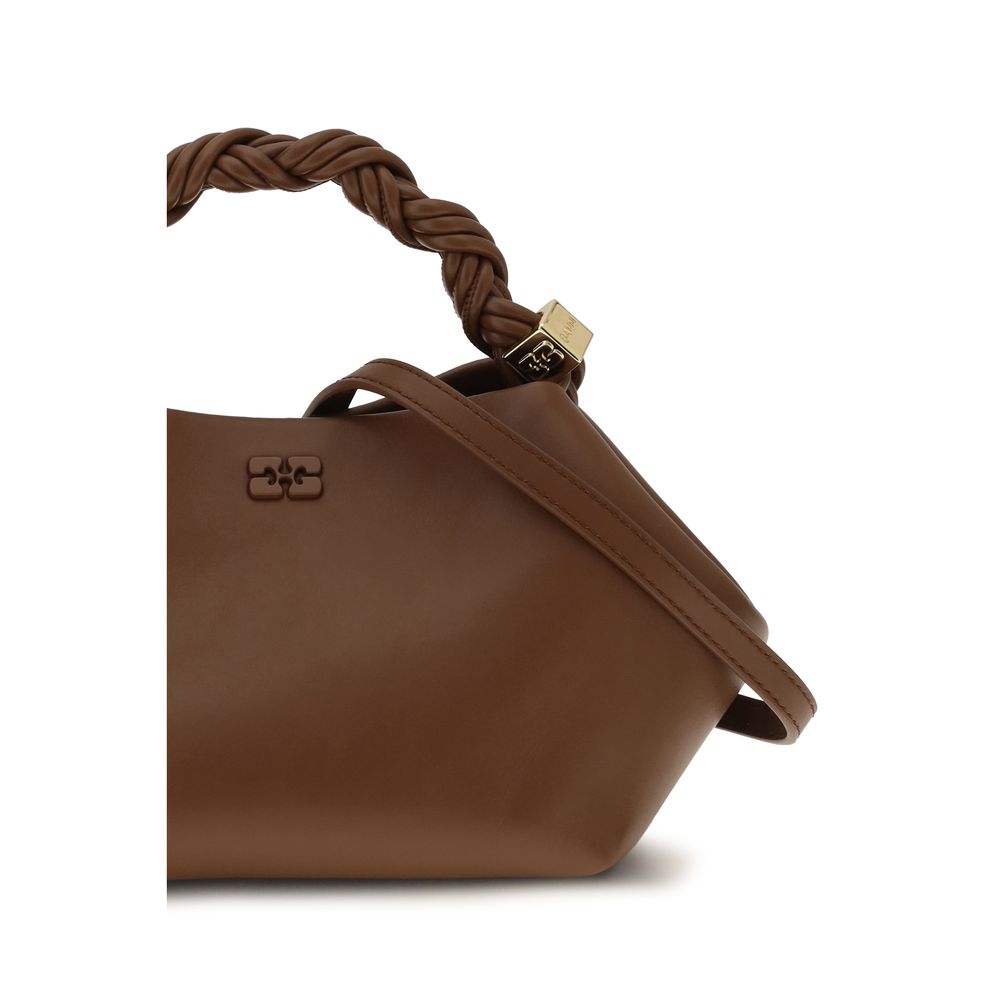 Brown shoulder bag made of recycled leather