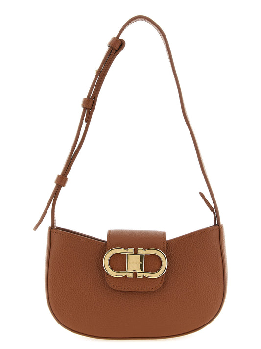 Brown Calfskin Leather Women's Crossbody Bag