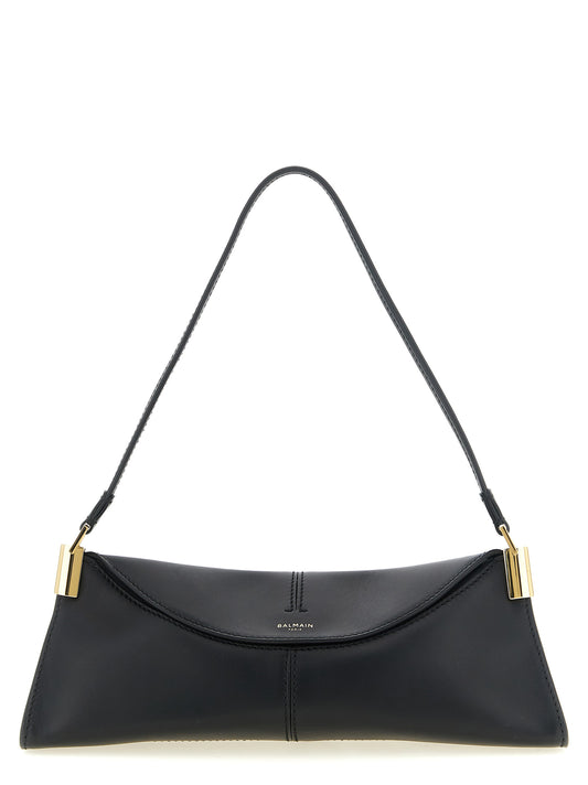 Schwarze Kalbsleder-Schultertasche