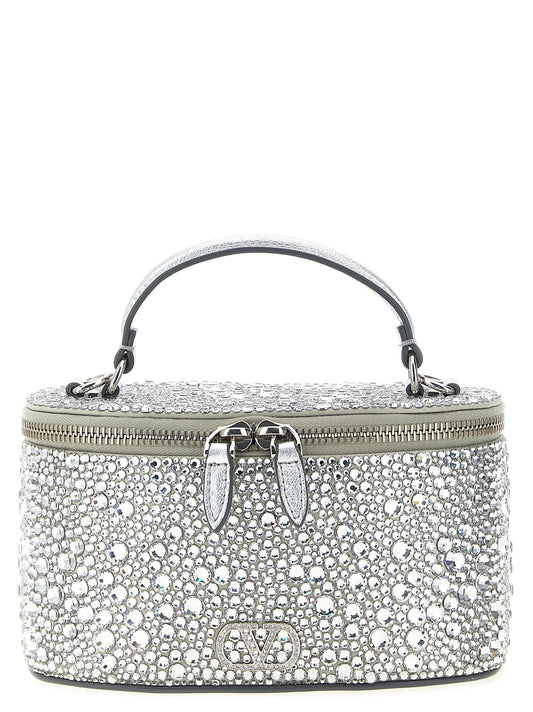 Handtasche aus silberfarbener Viskose