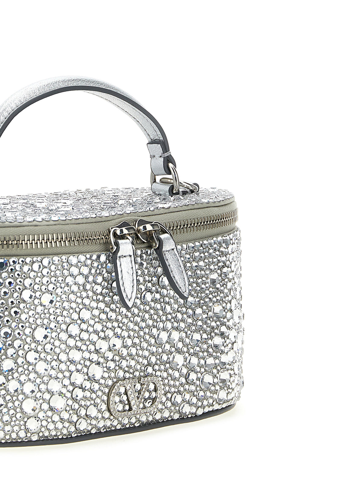 Handtasche aus silberfarbener Viskose