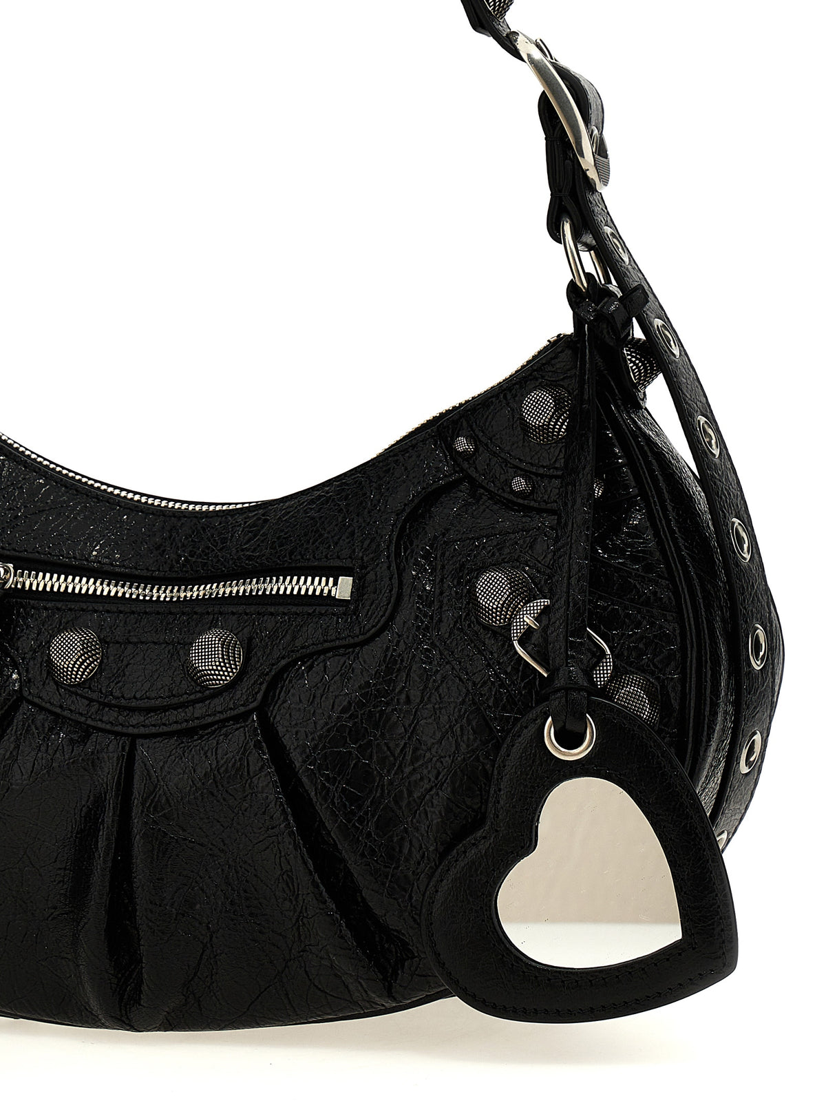 Schwarze Lammleder-Schultertasche