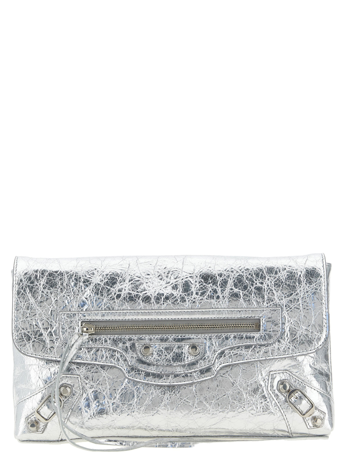 Clutch aus Lammleder in Silber