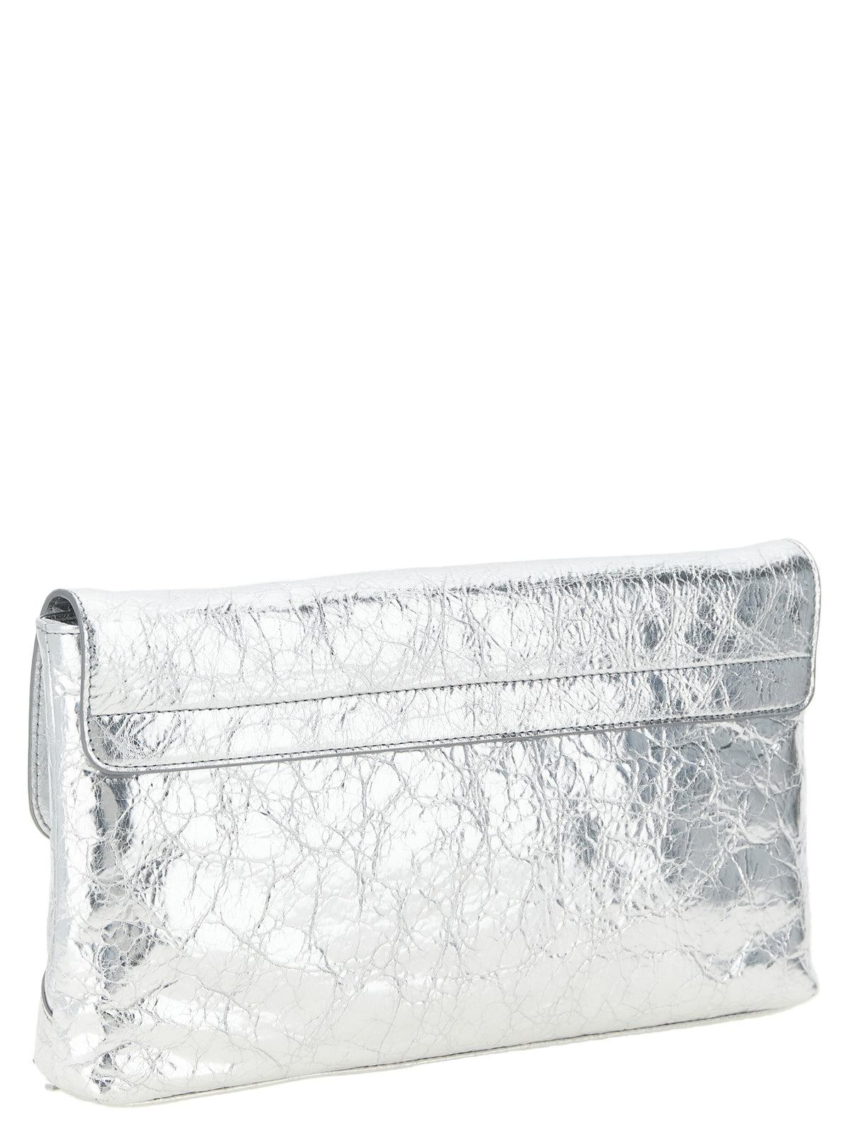 Clutch aus Lammleder in Silber