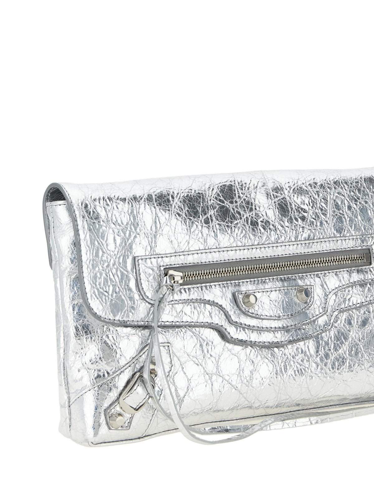 Clutch aus Lammleder in Silber