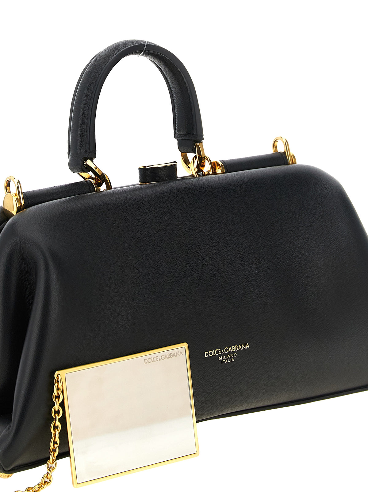 Schwarze Lammleder-Schultertasche