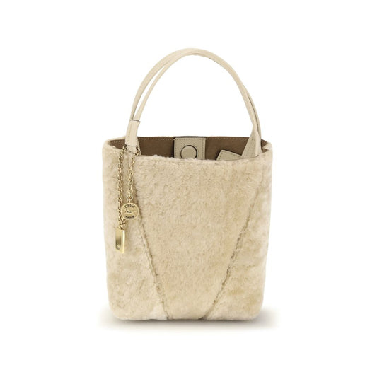 Beige Kalbsleder Bos Taurus Schultertasche