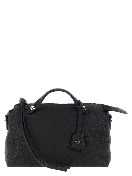 Black calf leather handbag