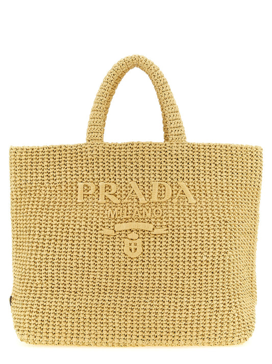 Beige Raffia Shopper