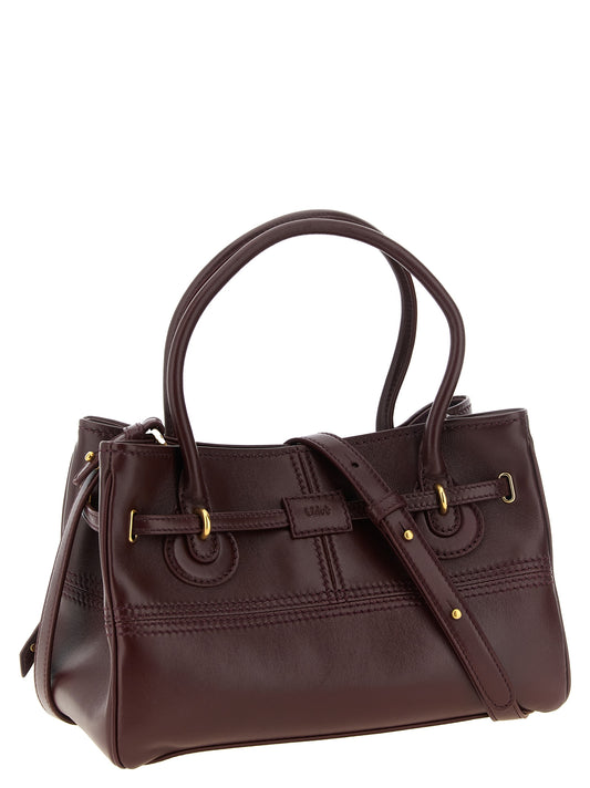 Schultertasche aus bordeauxrotem Lammleder