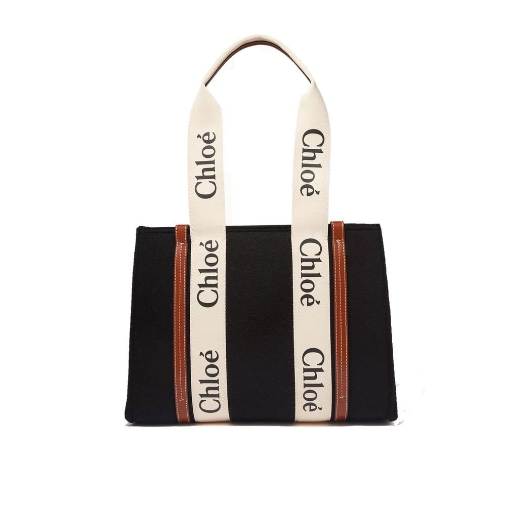Schwarze Woll-Tote Bag