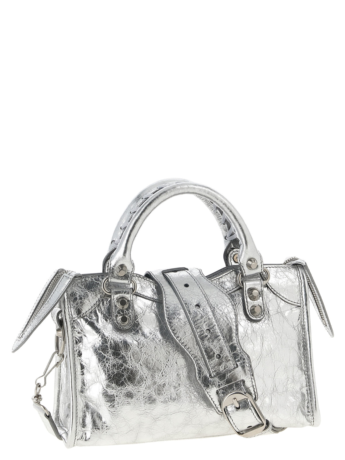 Handtasche aus silbernem Lammleder