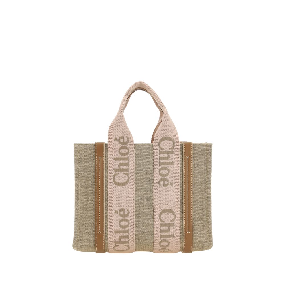 Beige Leinen Handtasche