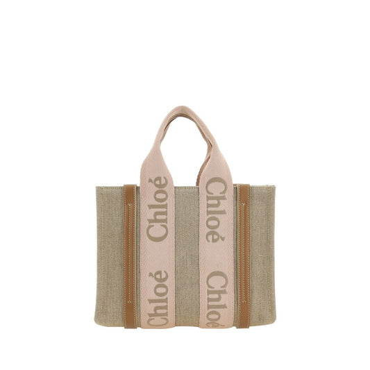 Beige Leinen Handtasche