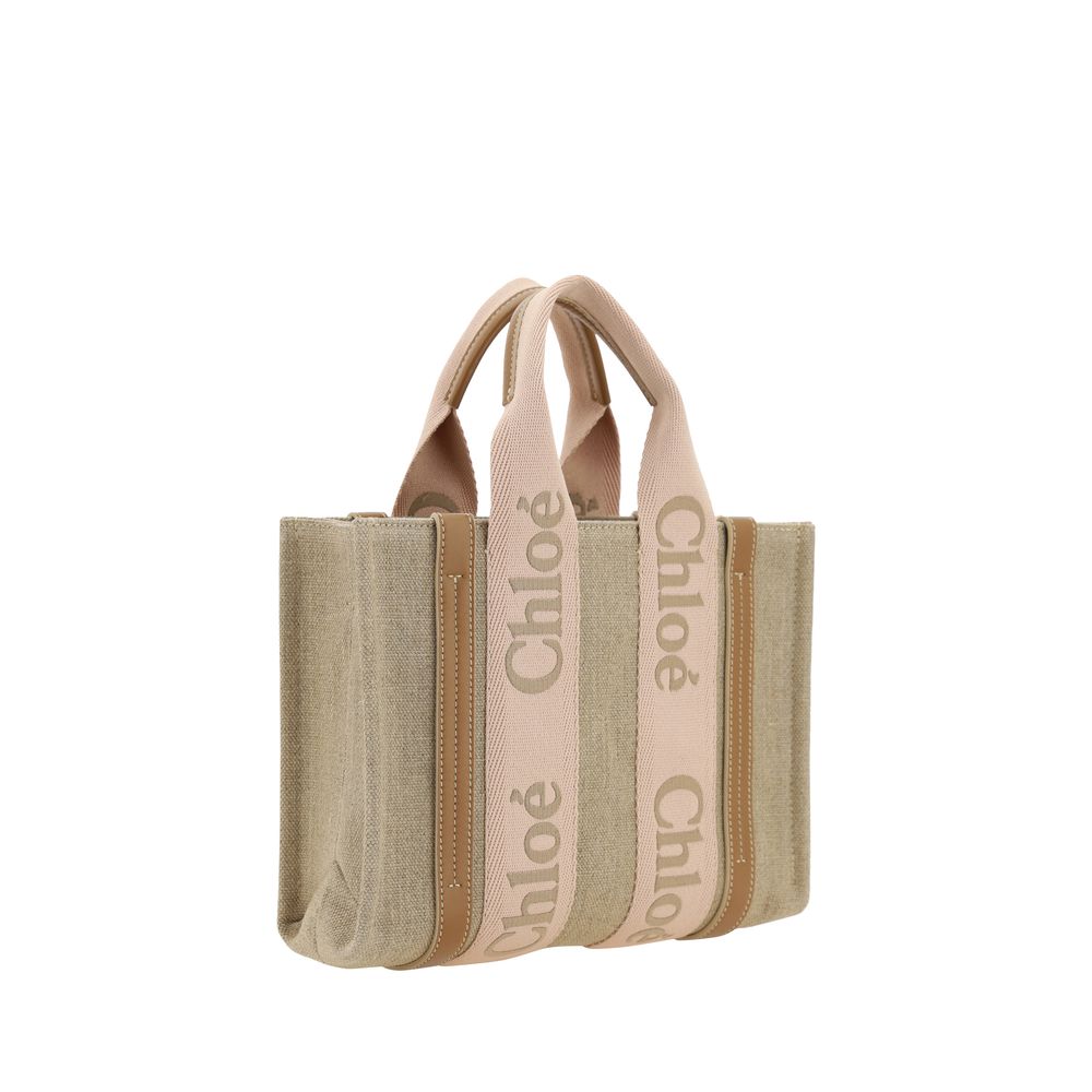 Beige Leinen Handtasche