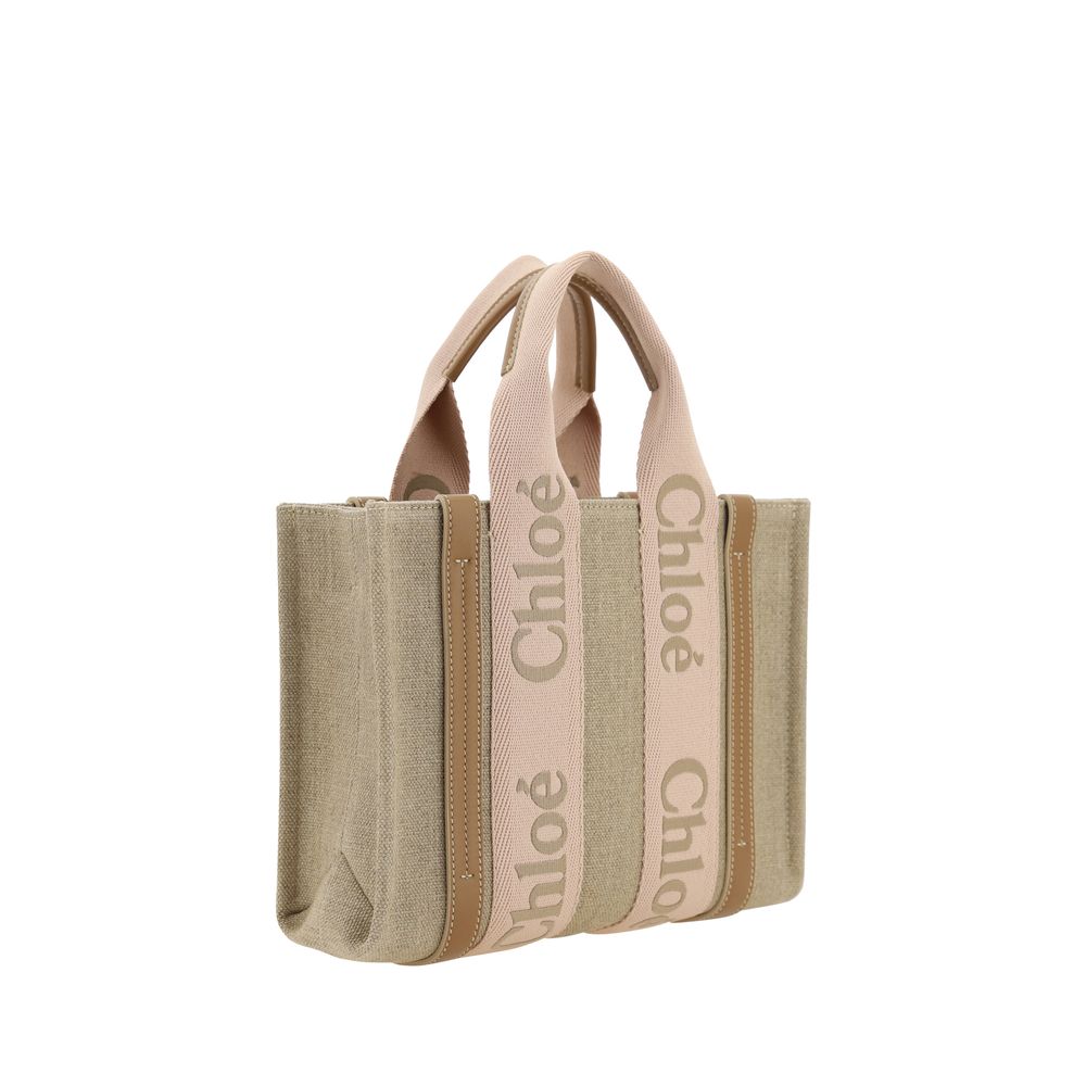 Beige Leinen Handtasche
