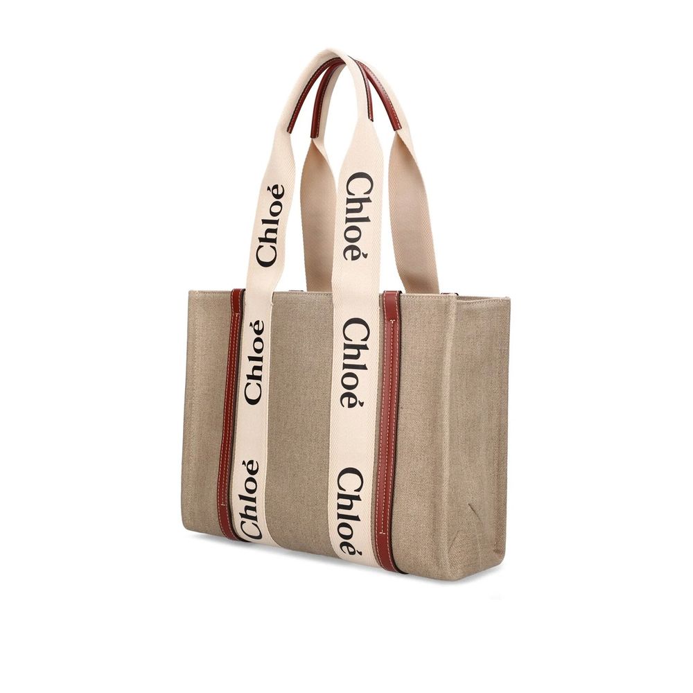 Beige Leinen-Tragetasche